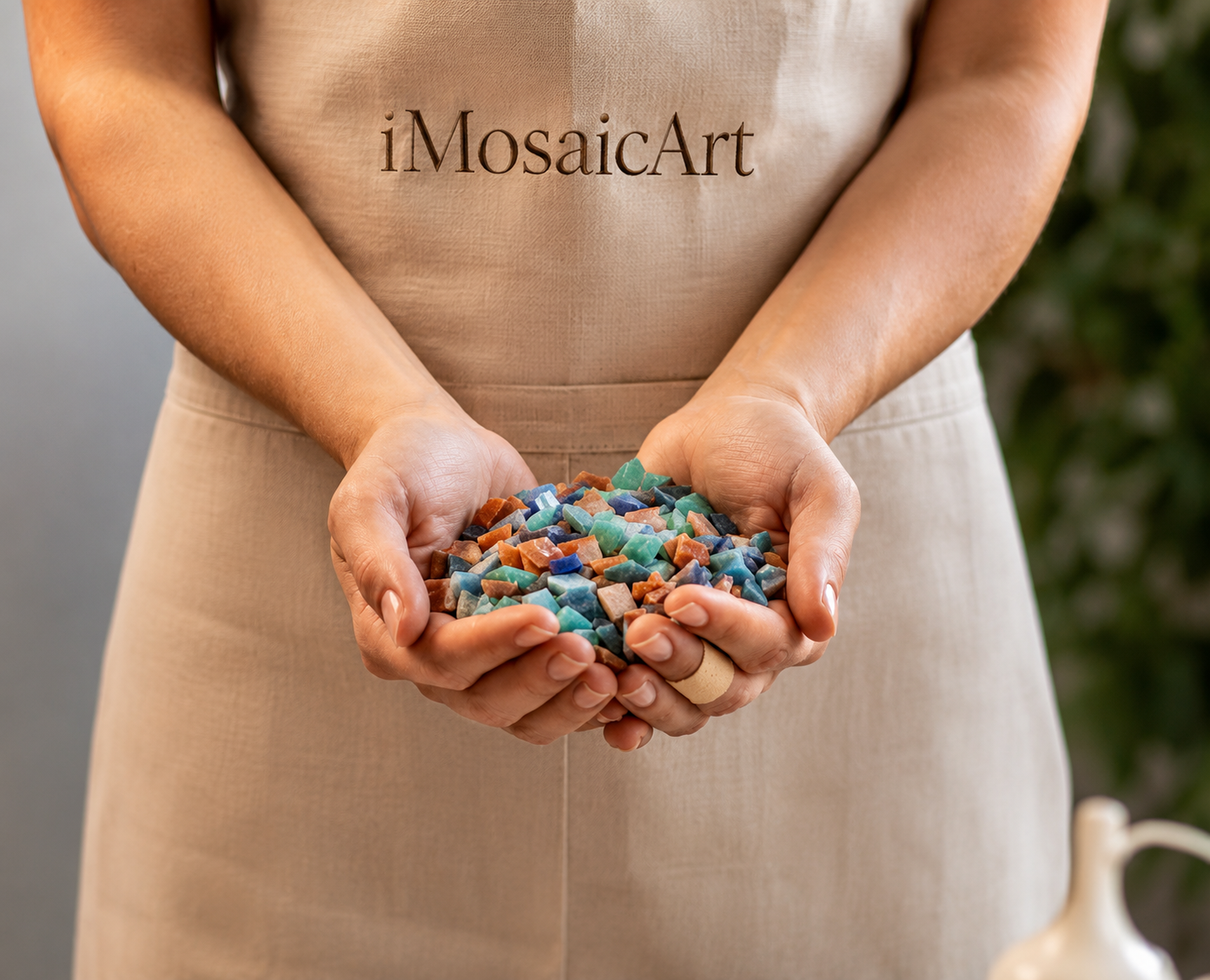 Artisan placing hand-cut tesserae